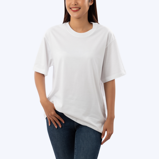 Women Oversized Plain T-Shirt - White Color