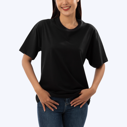 Women Oversized Plain T-Shirt - Black Color