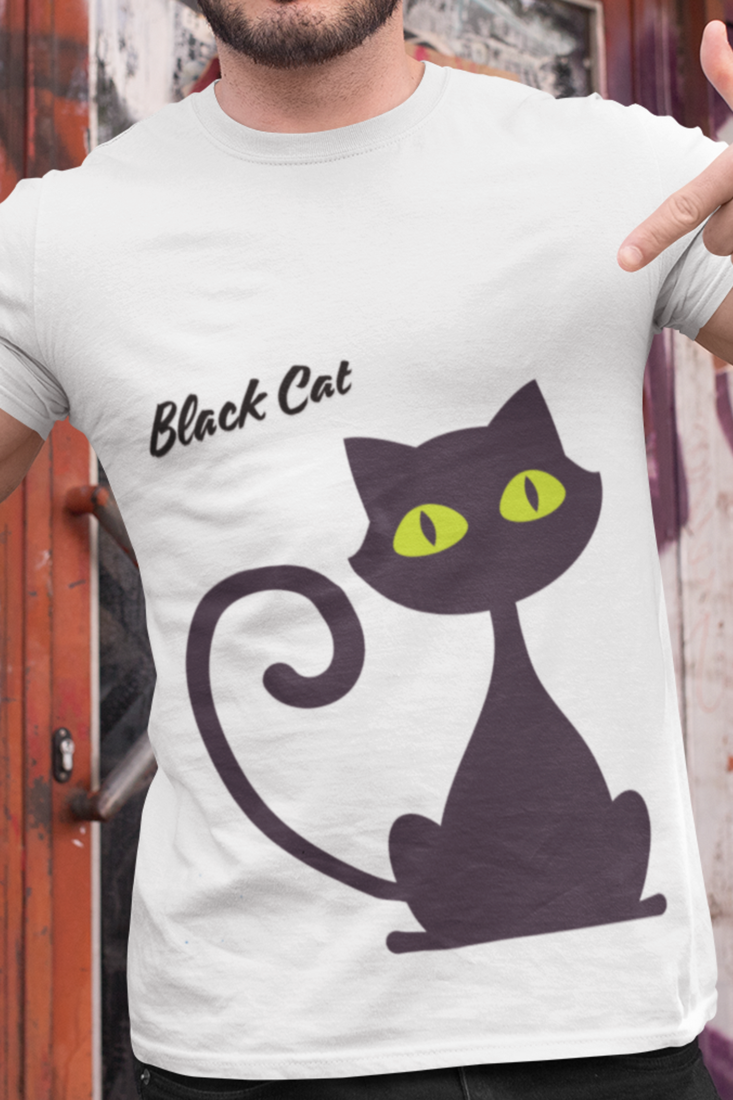 Printed T-Shirt Black Cat