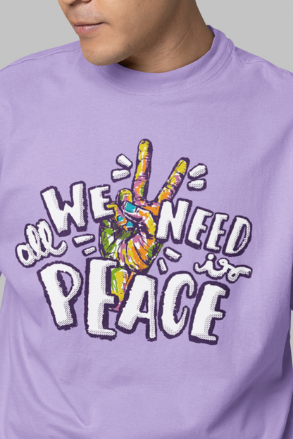 Oversized Printed Tee All We Need Is Peace