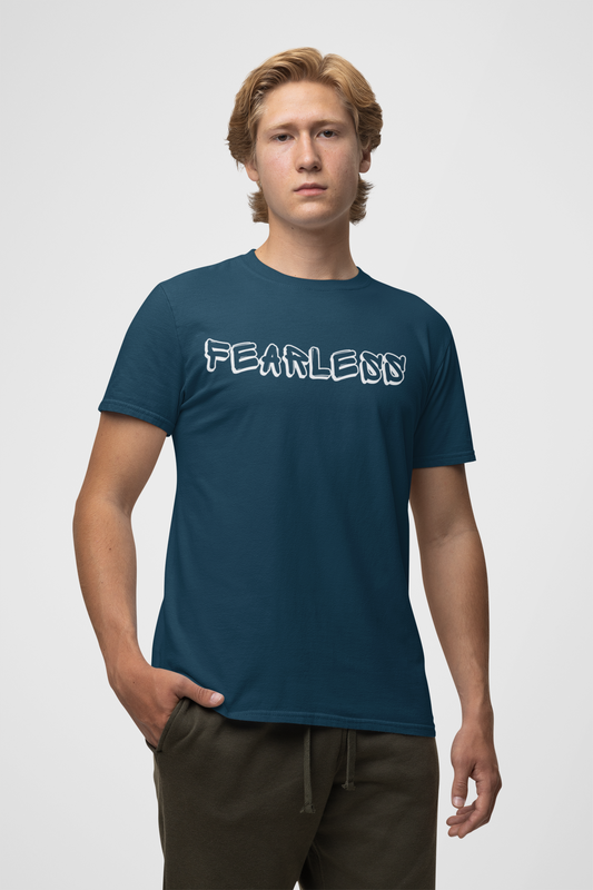 Fearless Printed T-shirt Navy Blue Color
