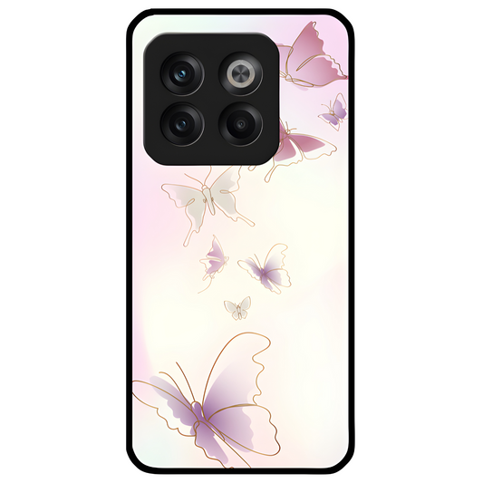 One Plus 10T - Pink Background Water Colour Butterfly